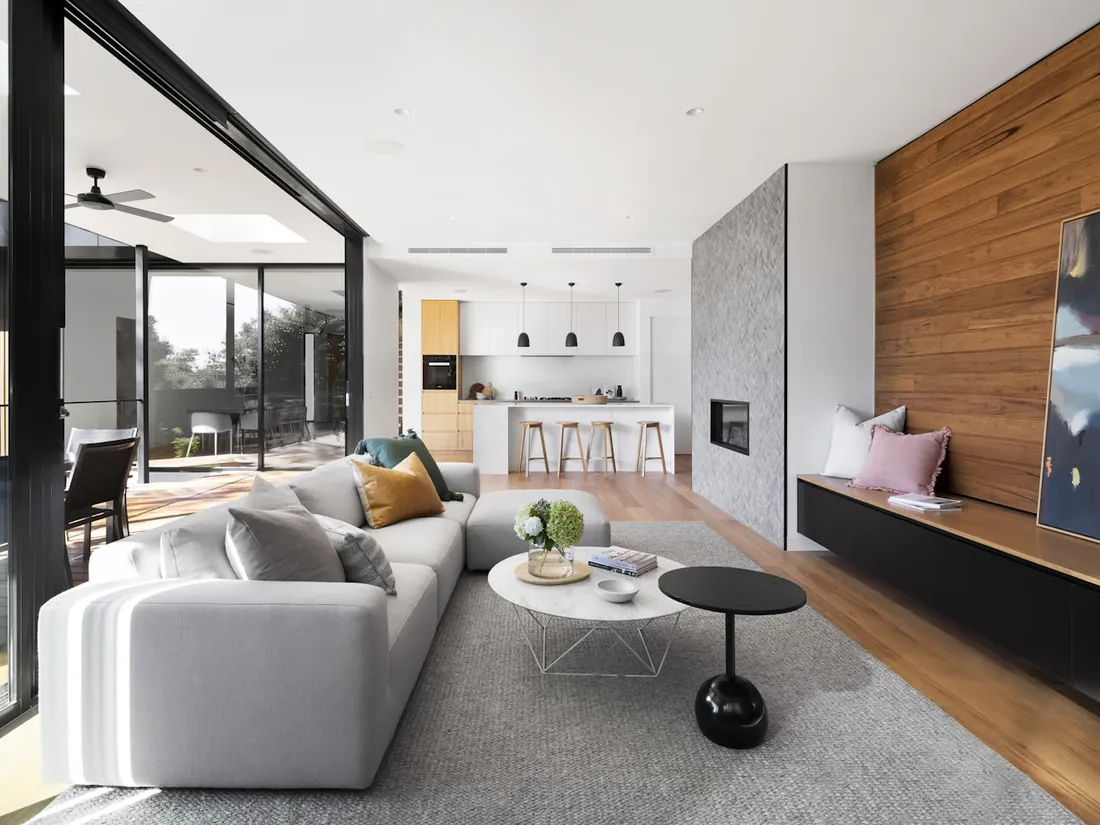 Sala integrada de apartamento moderno