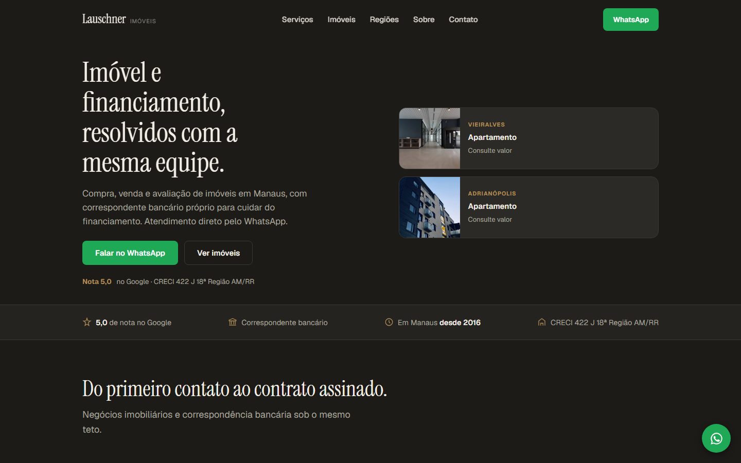 Site Lauschner Negócios Imobiliários