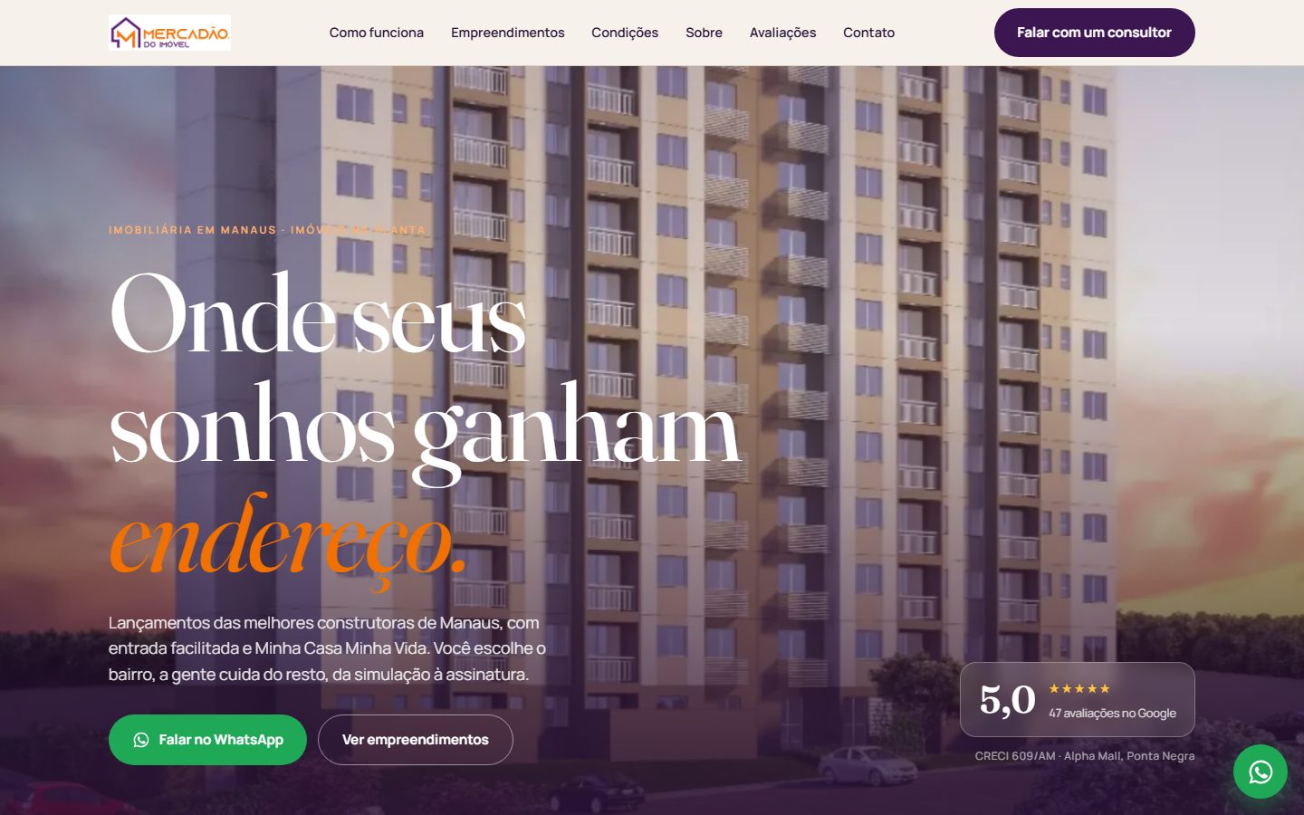 Site Mercadão do Imóvel