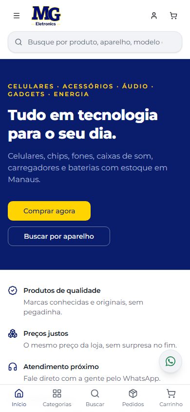 Loja MG Eletronics no celular