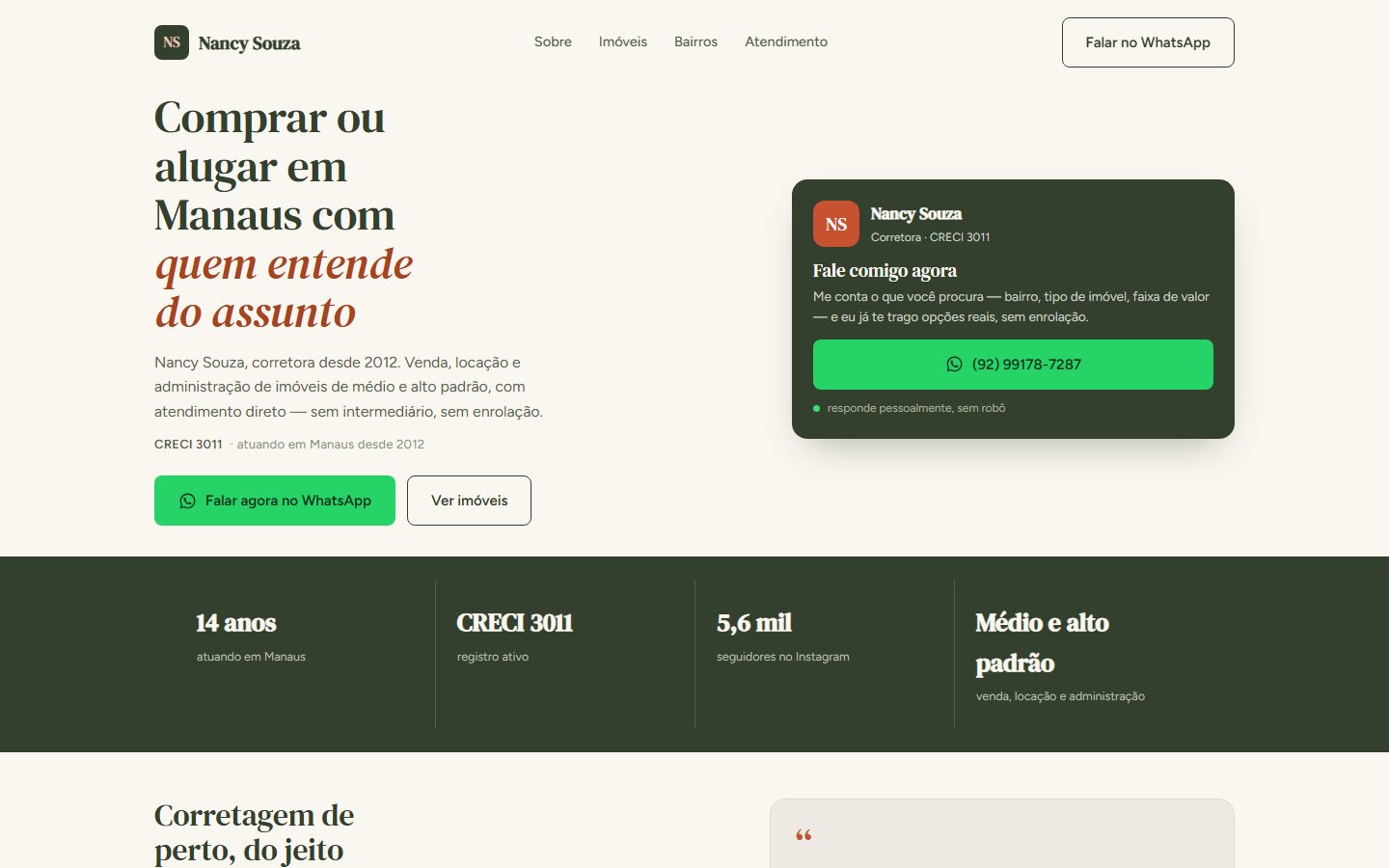 Site Nancy Souza Corretora