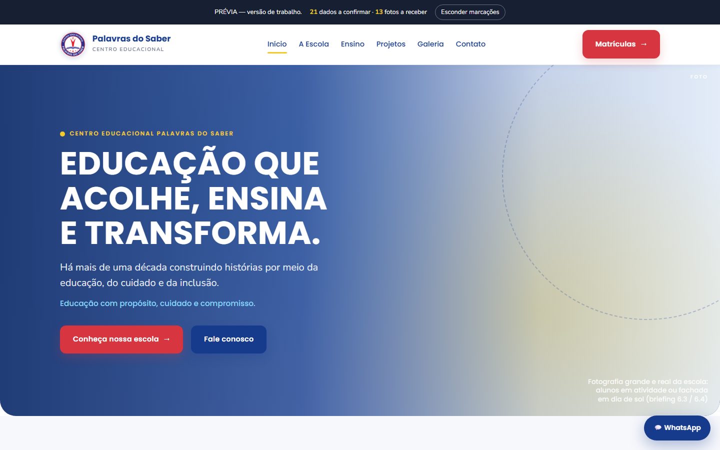 Site Palavras do Saber