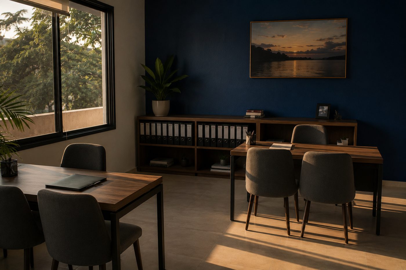 Sala de atendimento de uma corretora de seguros
